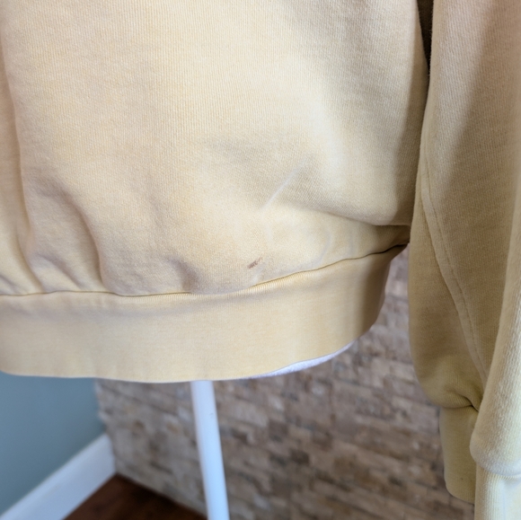 Levi's Yellow Distressed Cotton Hoodie Sweatshirt Sz L Athleisure Lounge Classic - Picture 3 of 13